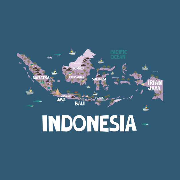 Indonesia Illustrated Map by JunkyDotCom