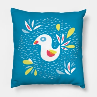 Cute White Abstract Bird Pillow