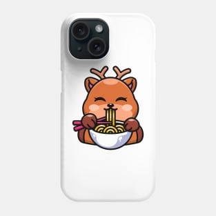 Cute deer eating ramen with chopstick cartoon Phone Case