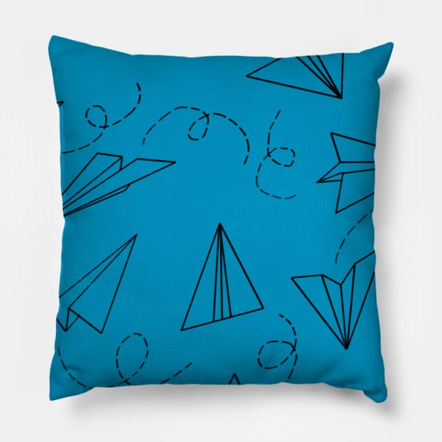 Black Paper Planes Pillow by Callynngraphy