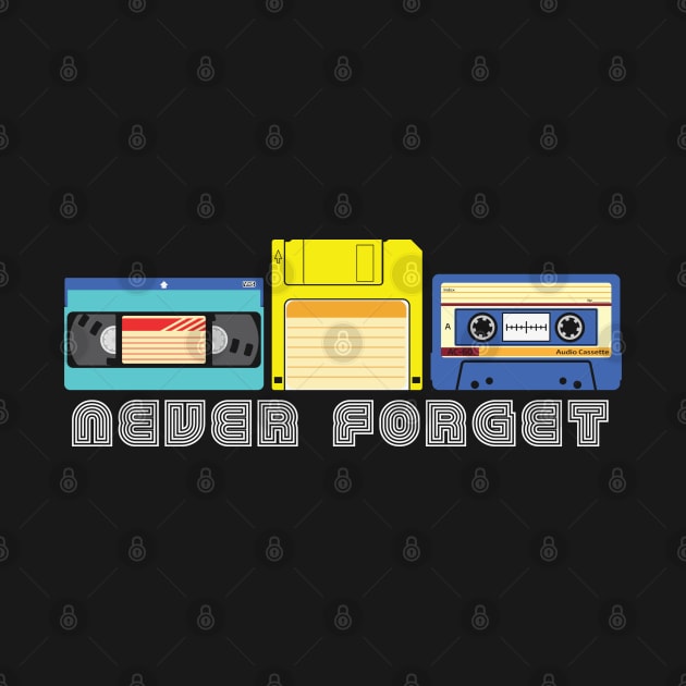 Vintage Never Forget VHS Tape Floppy Disk Cassette Tape by BadDesignCo