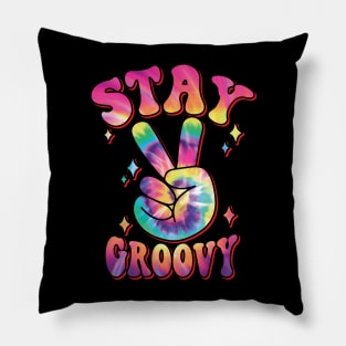 Stay Groovy - Peace Sign Graphic for Women and Men Pillow