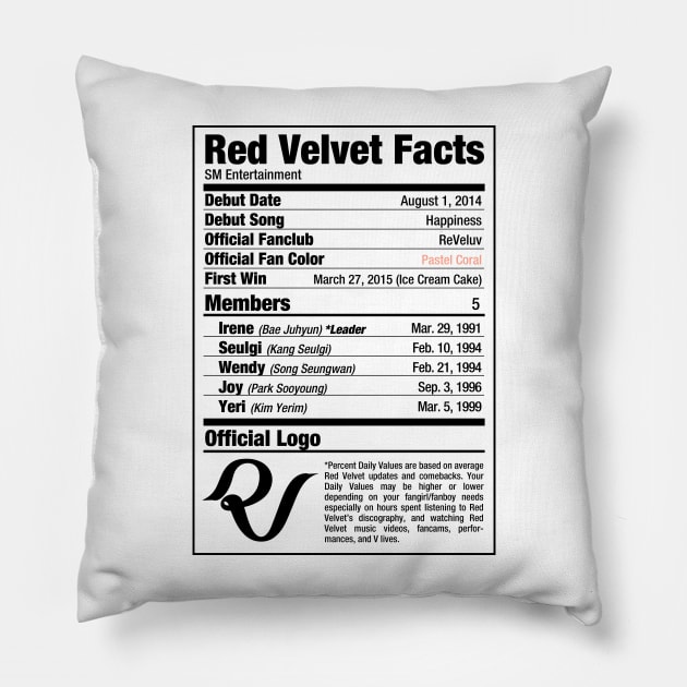 Red Velvet Nutritional Facts 2 Pillow by skeletonvenus