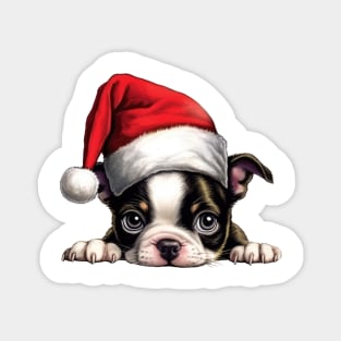 Christmas Peeking Puppy Magnet