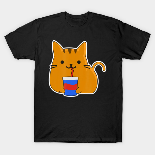 Cute Little Kitty Cat Drinking Soda Cute Little Kitty Cat