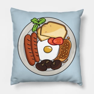English breakfast cartoon illustration Pillow