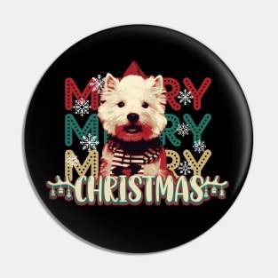 Cute Westie Merry Christmas Pin