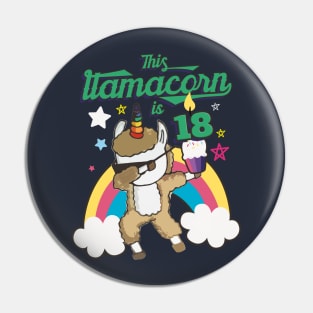 Dabbing Llamacorn Alpaca Llama Unicorn 18TH Birthday Pin