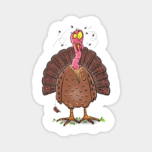 Funny ugly turkey with flies cartoon Magnet