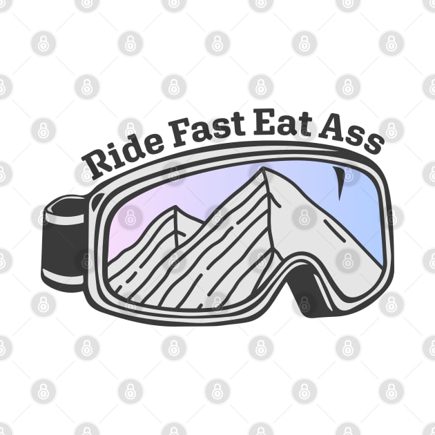 Sunset Mountain Ski Goggles | Ride Fast Eat Ass by KlehmInTime