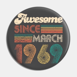 50th Birthday Gift - Vintage March 1969 Women Men Retro Vintage Bday Pin