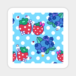 Strawberries and Blueberries Polk-a-dot Pattern Magnet