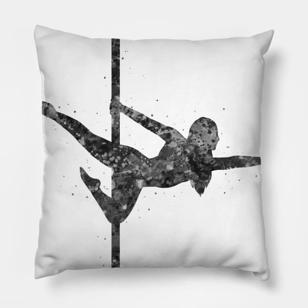 Pole dance black and white Pillow by Yahya Art