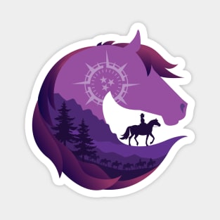 Horse Head Trail Riding Silhouette • Purple Magnet