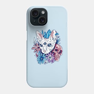 Cat Skull Flowers Phone Case