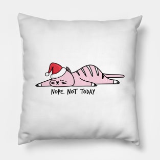 Nope. Not today, cute cat with Santa hat Pillow