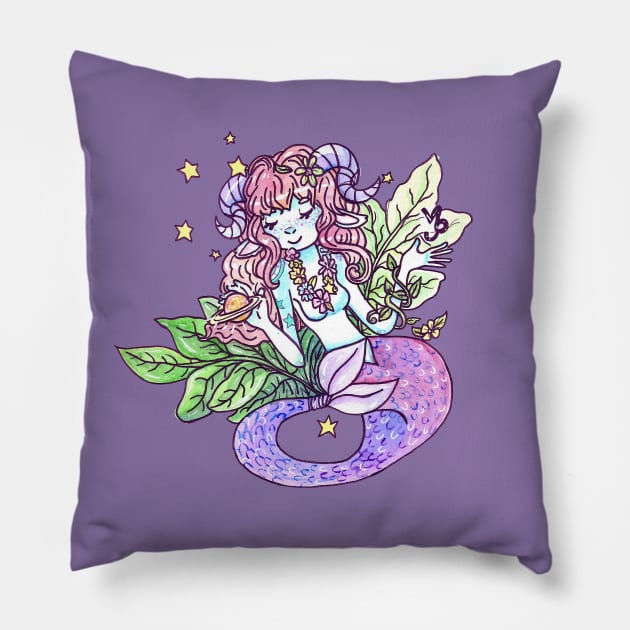 Capricorn Pillow by LittleGreenHat