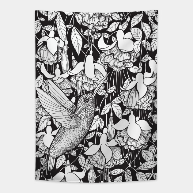 Hummingbird and fuchsia Tapestry by katerinamk