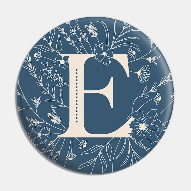 Botanical Letter E (Lake Blue) Pin by Cascade Patterns