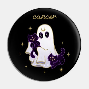 Cancer Cat Ghost with Cancer Pin