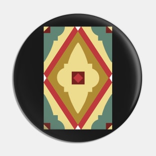 Abstract diamond geometric pattern red, yellow and green Pin