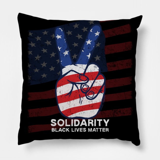 SOLIDARITY - BLACK LIVES MATTER PEACE SIGN Pillow by Jitterfly