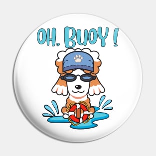 Funny Poodle swimming with a Buoy - Pun Intended Pin