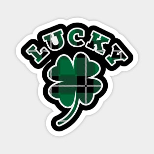 Lucky Four Leaf Clover Flannel Print Pattern Magnet