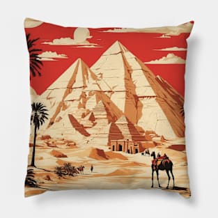 Egyptian Desert Vintage Poster Tourism Pillow