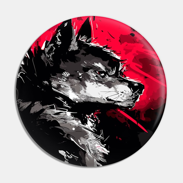 Grey wolf abstract ink portrait Pin by TomFrontierArt