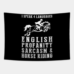 Gallop with Laughter! Funny '4 Languages' Sarcasm Horse Tee & Hoodie Tapestry