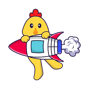 Cute chicken flying on rocket T-Shirt