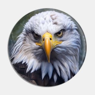 Majestic Gaze: A Hyperrealistic Oil Painting of a Bald Eagle Pin