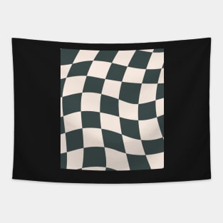 Sage Checkered Retro Pattern Print Green Tapestry
