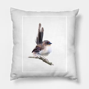 Wren - watercolor art Pillow