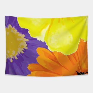 Spring Flowers in the Garden, Springtime Watercolor Flowers Tapestry