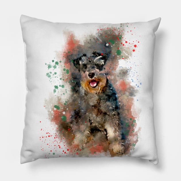 Miniature schnauzer Pillow by RosaliArt