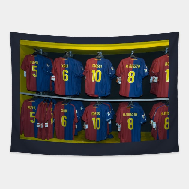 Nou Camp, Barcelona, Club Shirts Tapestry by tommysphotos