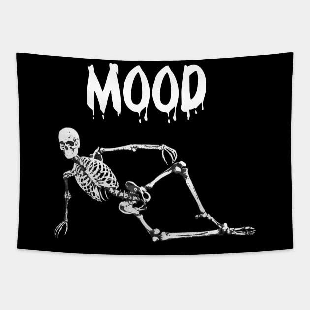 Lounging Funny Mood Skeleton Funny Goth Halloween Tapestry by graphicbombdesigns