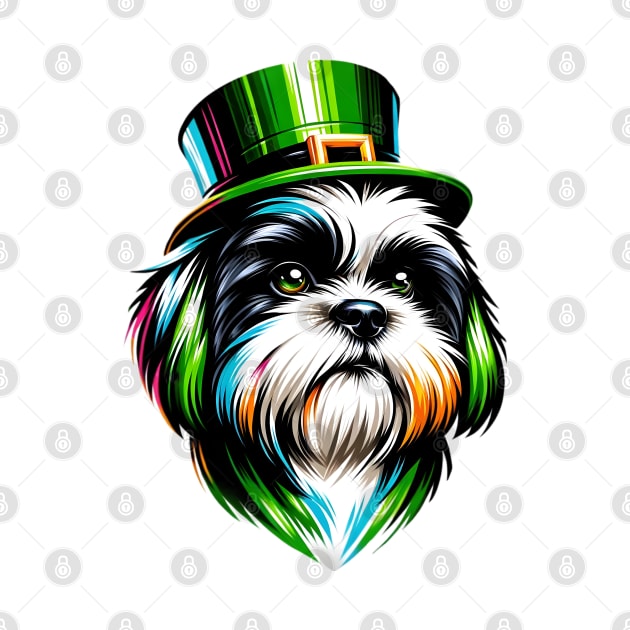 Shih Tzu in Leprechaun Hat Celebrates St. Patrick's by ArtRUs