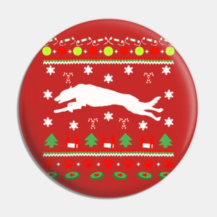 Border Whippet Ugly Christmas Sweater Pin