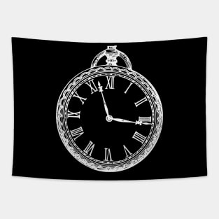 White Vintage Pocket Watch Tapestry