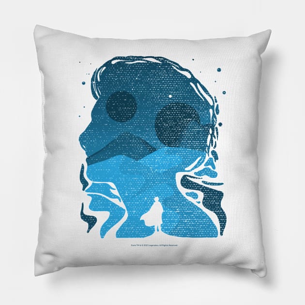 Paul Atreides on Arrakis, Double Exposure Minimalist Illustration Pillow by Dream Artworks