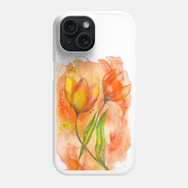Orange Flower Abstract Phone Case by Tstafford