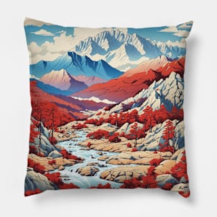 Seoraksan National Park South Korea Travel Tourism Retro Vintage Pillow