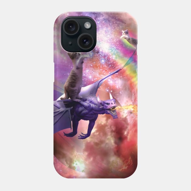 Rainbow Space Cat On Dragon Phone Case by Random Galaxy