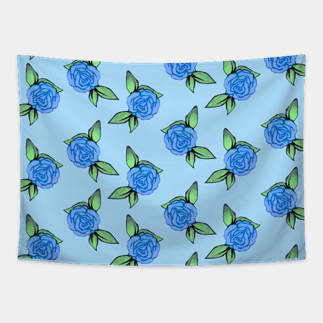 Blue Roses Pattern Tapestry by dnlribeiro88