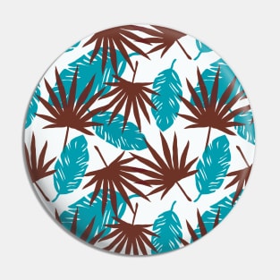 Teal and brown palm leaves seamless pattern Pin