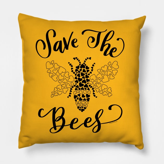 Save the Bees Love Planet Earth Protect Nature Pillow by DoubleBrush