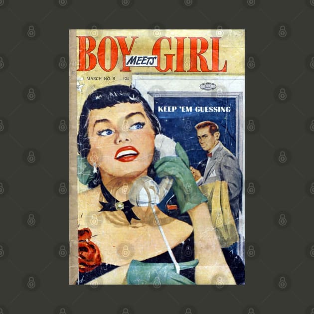 Vintage Romance Comic Book Cover - Boy Meets Girl by Slightly Unhinged